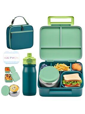 Bento Lunch Box for Kids with 8oz Soup Thermo, Leak-proof Lunch Food Containers